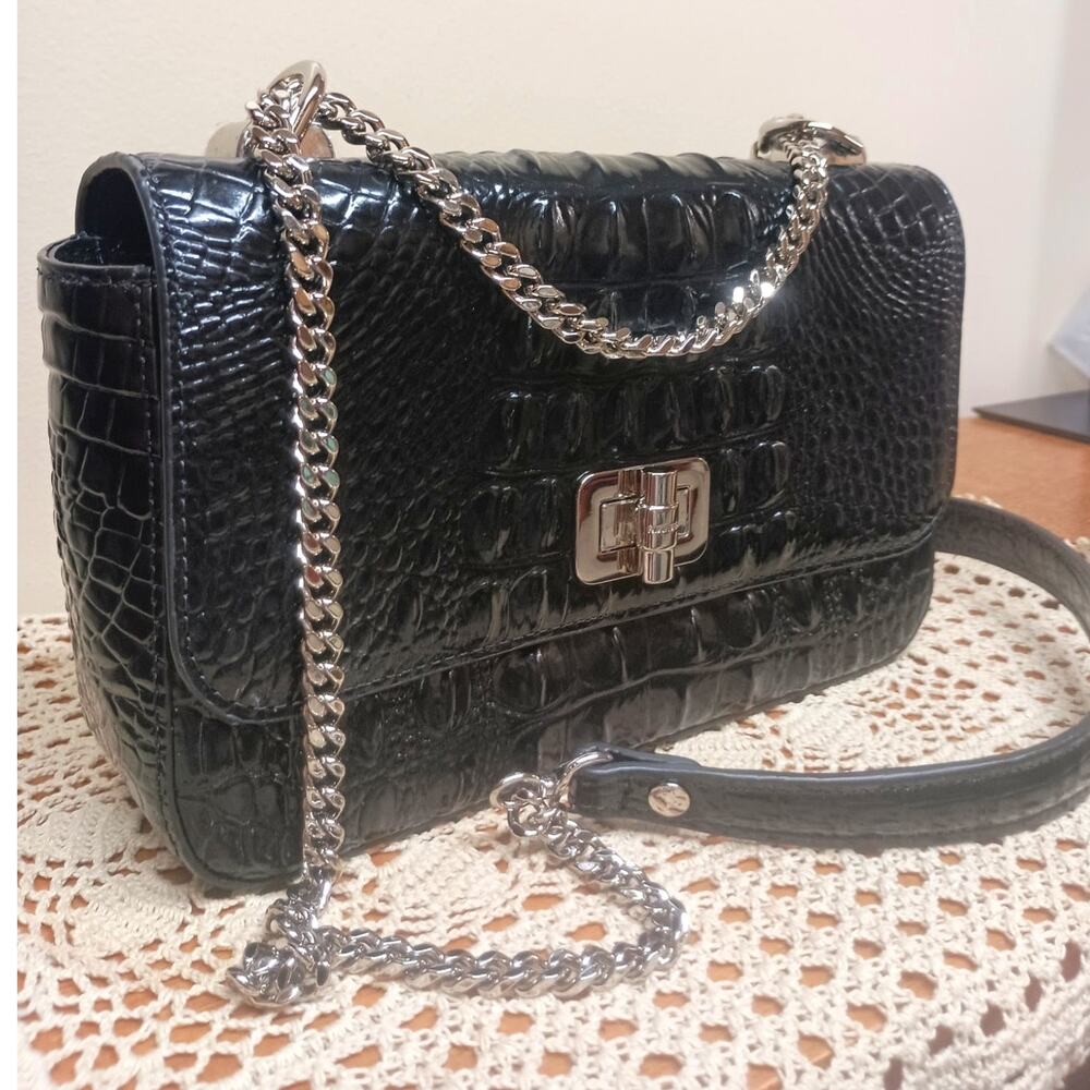 Brahmin Rosa Black Melbourne Crossbody  w/Silver hardware